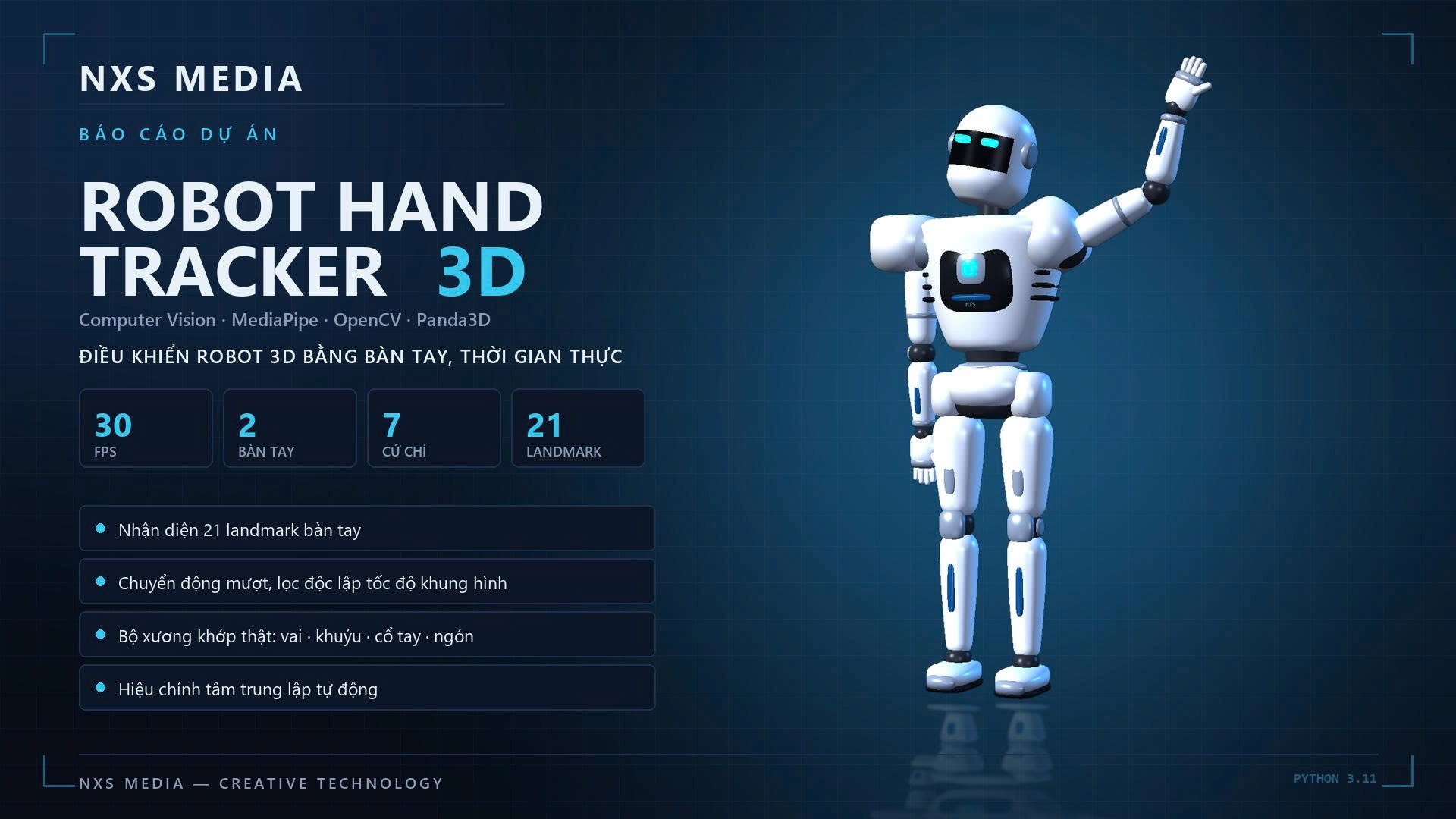 Robot Hand Tracker 3D điều khiển robot bằng chuyển động bàn tay